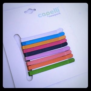 Multi colored metallic tone bold hair clips.